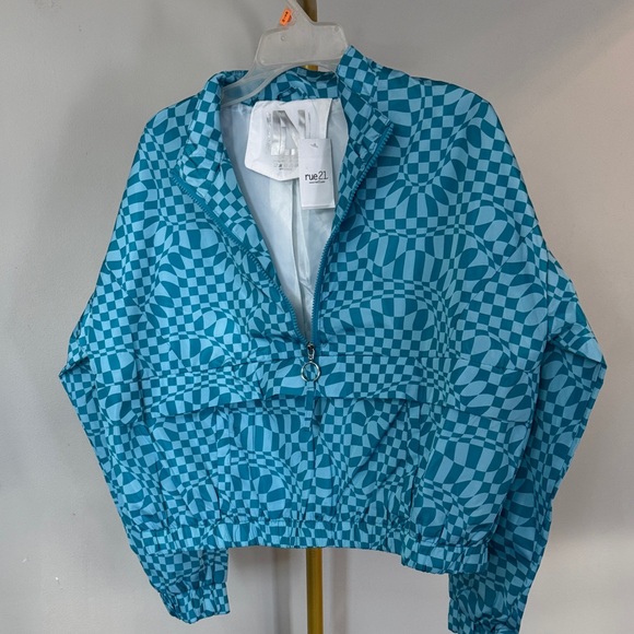rue21 Turquoise Checkerboard Half-Zip Pullover NWT XL - Picture 5 of 9